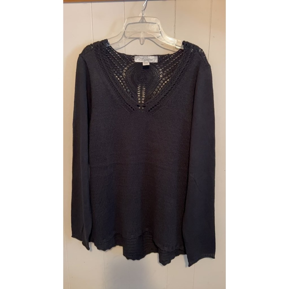 By Design Black Crochet Knit Sweater